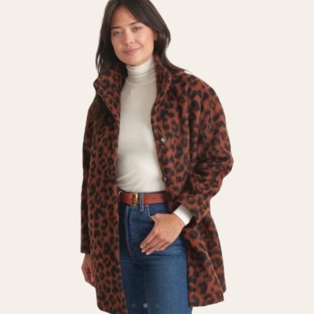 Marine Layer Oversized Stephanie Cocoon Cheetah‎ Coat Womens S NWT Button Front